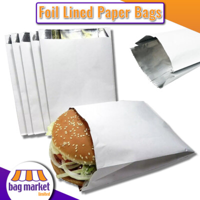 Hot Food Takeaway Bags - White Foil Lined, 7x9x12 Inches, Pack Of 500 2 thumbnail image