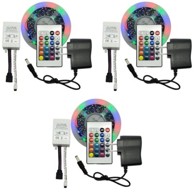 3 Pack 5M (16.4 feet) LED Strip Light TV Back light 12v RGB LED Room Light Kit