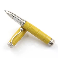Jean Pierre Lepine Indigo Yellow Leather Hide Rollerball Pen