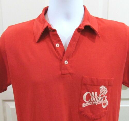 D.B. Coopers Honky Tonk Daytona Red Polo Casual Knits Medium Thin Made USA VTG - Picture 3 of 4