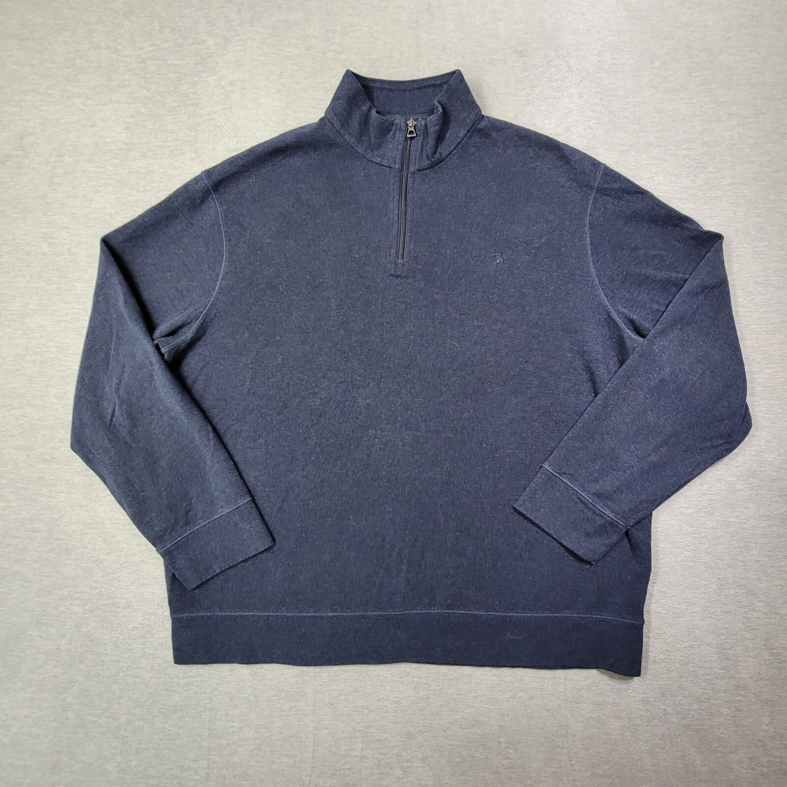 Polo Ralph Lauren Felpa Uomo 2XL Navy 1 4 Zip Spina di Pesce Viscosa Morbida Pony