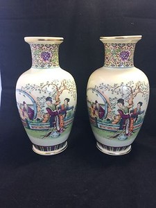 antique pair of chinese kangxi vases . marked