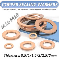 Metric Copper Sealing Washers Flat Seal Gasket Rings Form A - All Sizes M11-M18