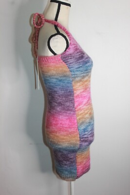 rainbow knit halter dress Multi Halter Rainbow Knit Mini Dress