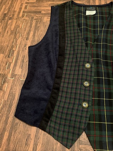 Chaleco verde abotonado diseño a cuadros Fritzi California vintage talla M - Imagen 3 de 9