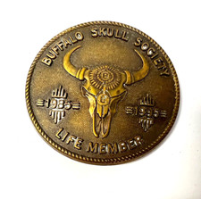 Buffalo Skull Society Native American Indian Brass Color Belt Buckle Lakota W36