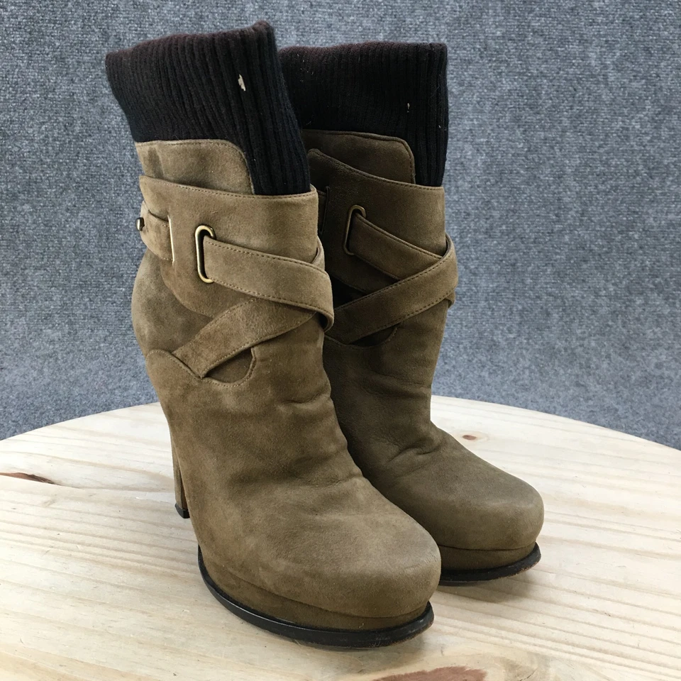 Joan & David Botas Mujer 7 M Beesley Suéter Puño Tacones Botín Gris Gamuza Foto 3 de 4