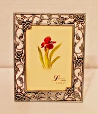 2.5 x 3.5 Mini Silver Antique Style Flower With Leaf Design Picture Photo Frame