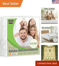 Waterproof Mattress Protector Queen Size Bed, 200 GSM Bamboo Viscose Cooling...