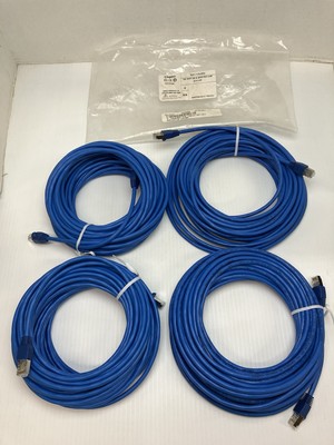 4pcs Legrand Quiktron 531-110-050 QS 50FT Blue Booted Cat5e Ethernet Cables