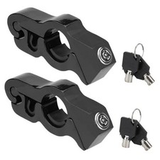 Motorcycle Handlebar Lock Anti Theft Throttle Grip Clutch Brake Black-2 PCS