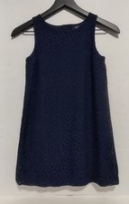 Polo Ralph Lauren Girls Eyelet Dress Sleeveless No Collar Lining Dk Blue Size 10