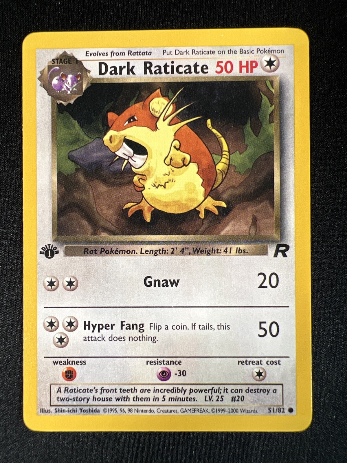 Pokémon Team Rocket 1st Edition Common Dark Raticate #51 NM