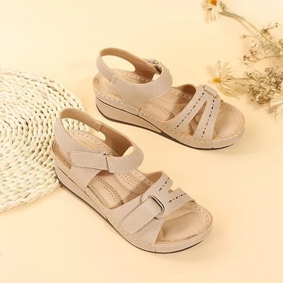 Womens Summer Orthopedic Wedge Sandals Walking Slingback Flat Casual Shoes Size