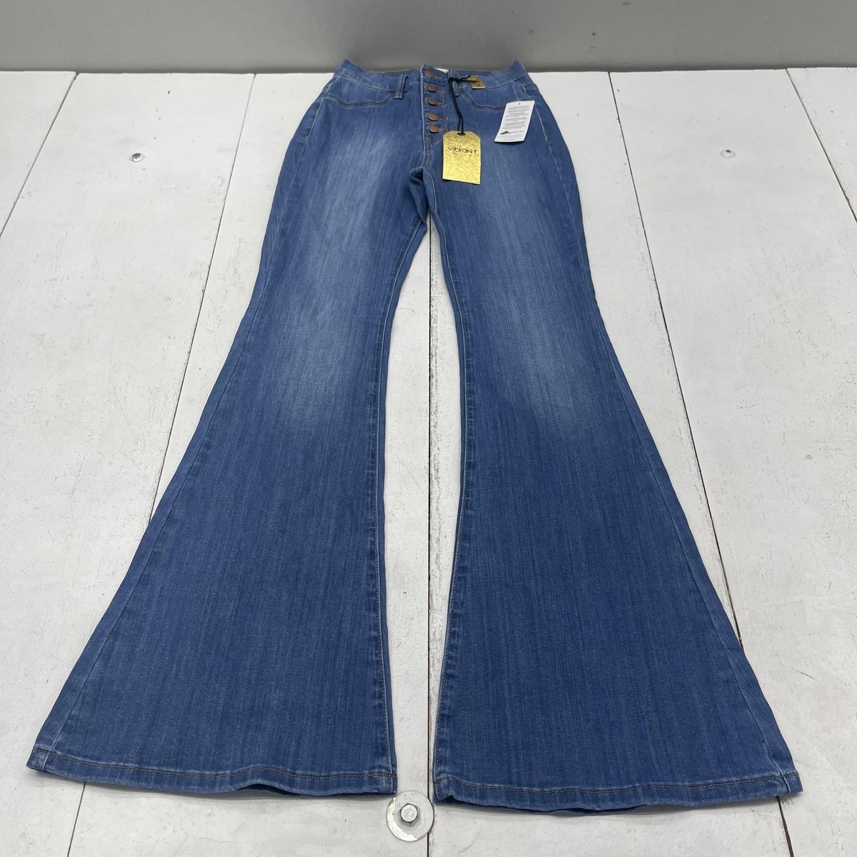 Vibrant Miu Jeans Womens 3 W25 Medium Wash High Rise Button Fly