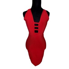 House of CB Caged Red Bondage Dress Asymmetrical sz S