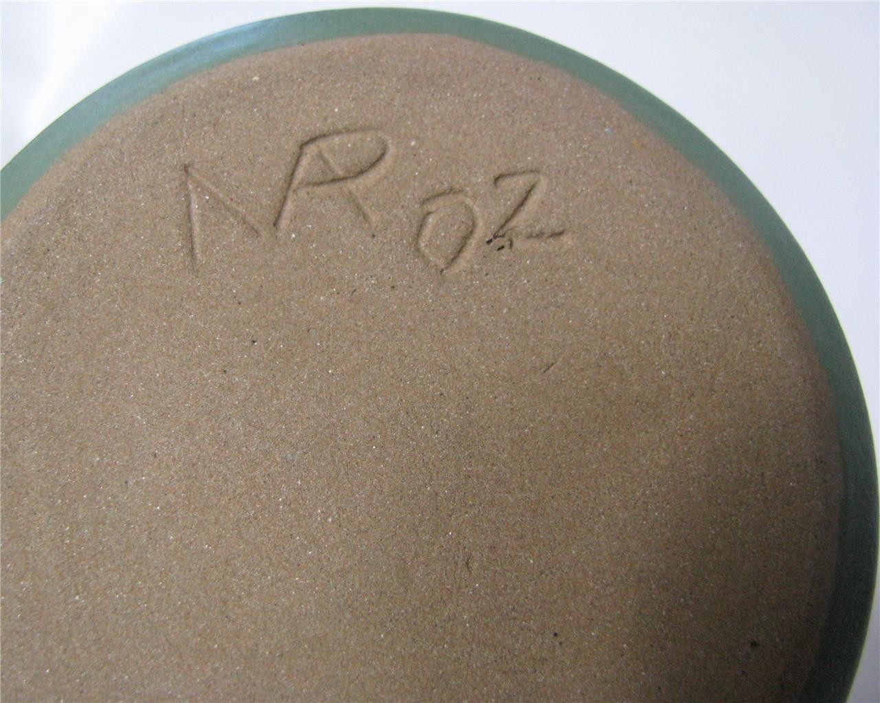 Studio Art Pottery Arts and Crafts style Matte Green Vase Dragonfly 5" signed