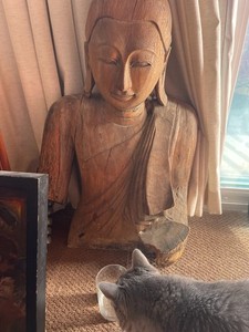 LARGE BUDDHA -hand Carved Vintage. SOUTHEASTERN ASIA -