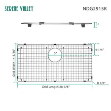 Serene Valley Sink Bottom Grid 28-3/8" x 14-3/16", Rear Drain NDG2915R