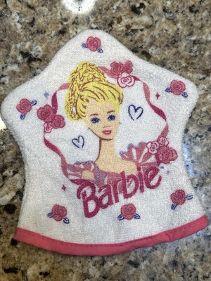 Barbie White & Pink Bath Wash Cloth Mitt Hearts Roses VTG 2000 s 7.5  NWOT