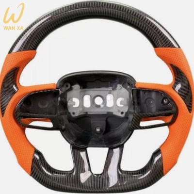 Orange Leatherl Carbon Fiber Steering Wheel For Dodge Challenger Charger 2015-24