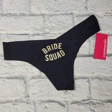 NWT Commando Bride Squad Black & Gold Applique Minimalist Wedding Thong size M/L