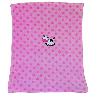 Baby Starters pink Fleece Baby Blanket Cow Polka Dot Circles Black - Main Image