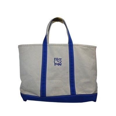 LL Bean Merrill Lynch Logo Boat and Tote Canvas Bag Blue Cream Made in USA