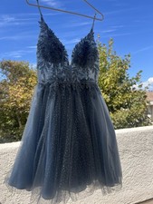 Cinderella Divine Blue Silver Embellished Formal Evening Gown Dress