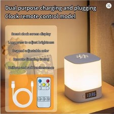 Rechargeable Led Night Light with Time Display USB-Powered Adjustable Brightness