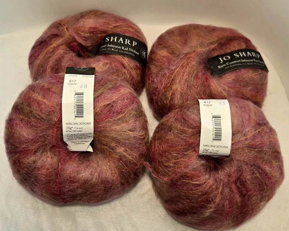 Lote VINTAGE 4x Jo Sharp Raro Conforto Infusão Criança Mohair 617 Rosa Mosqueta Luxo - Imagem 4 de 4