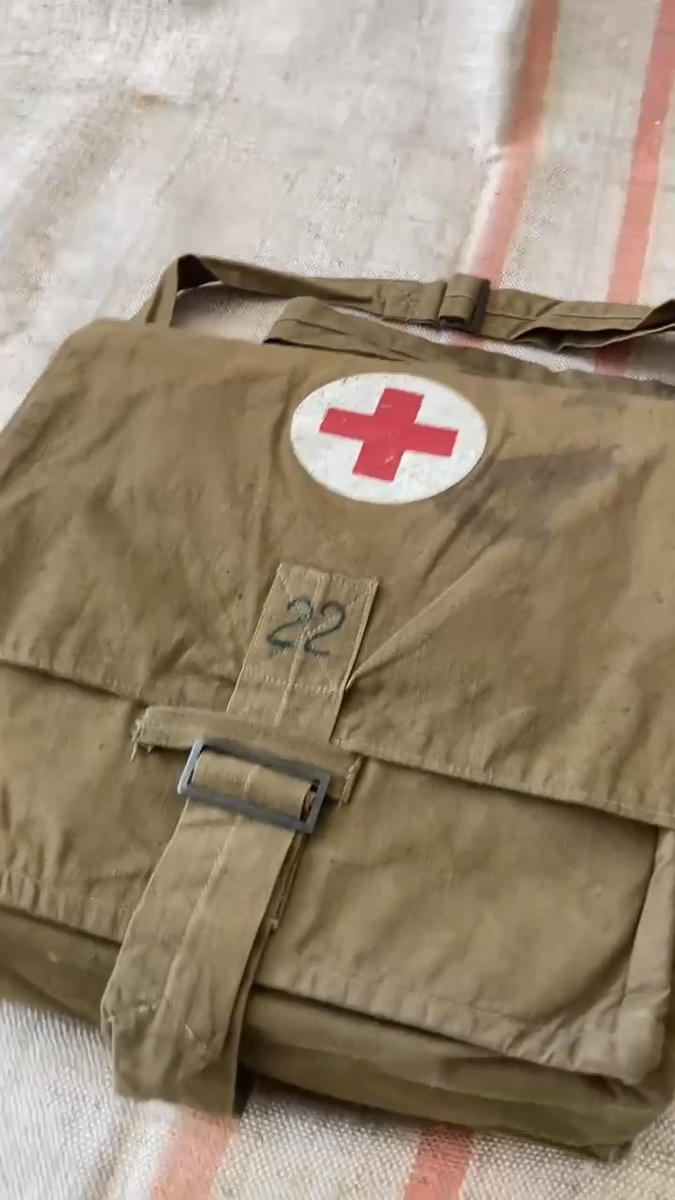 Vintage medical bag Original Army crossbody bag Soviet First Aid