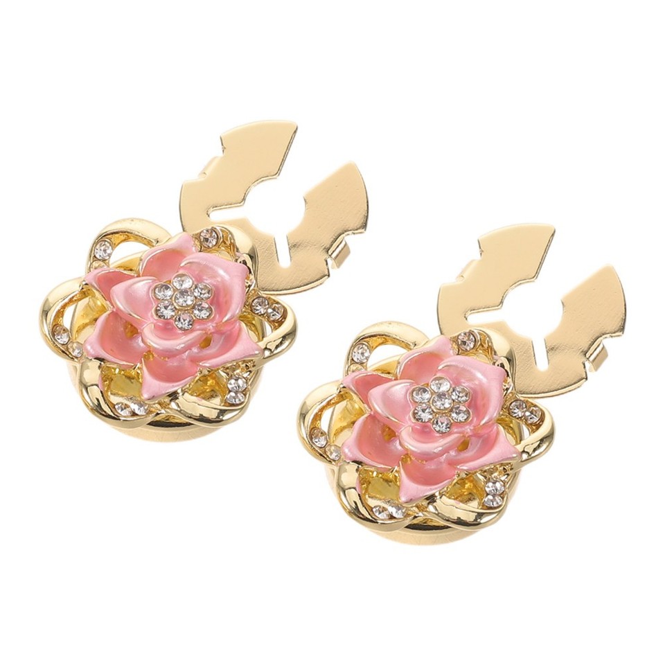 Alloy Pink Rose Detachable Button Covers Clip on Sleeve Button Jewelry ...