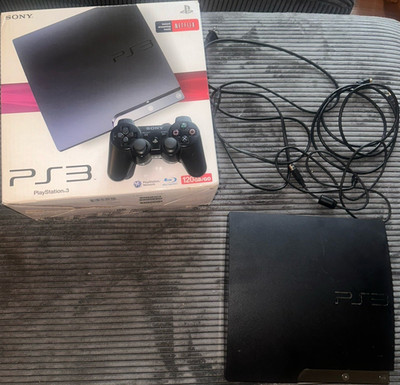 Sony PlayStation 3 Slim 120GB Black Console w/ Controller, Cables, Box