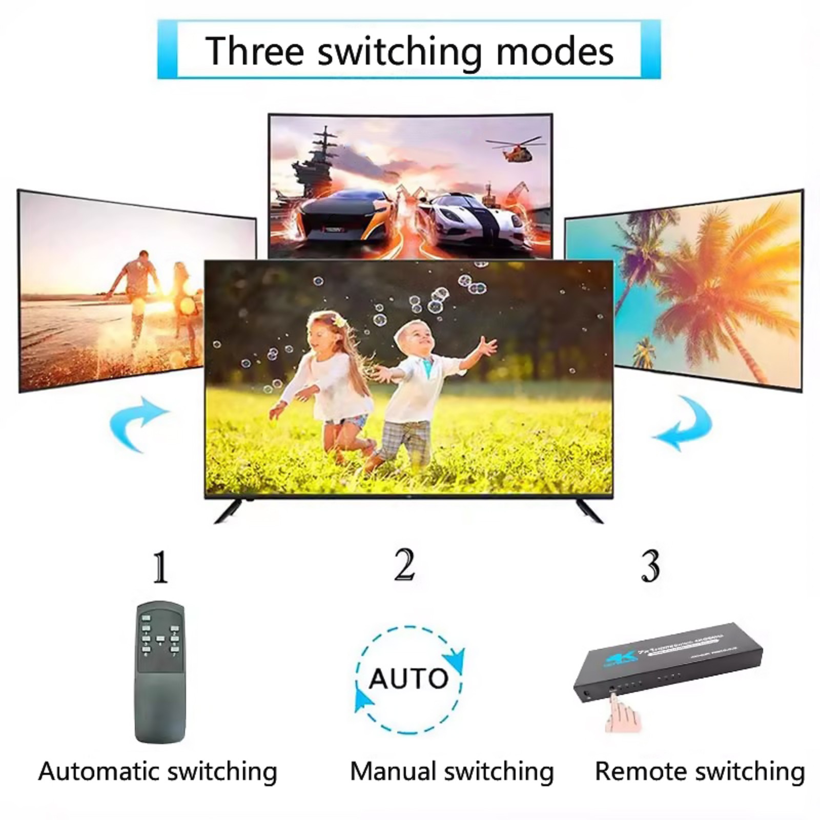7 in 1 out  4K HDMI 2.0 Switch Support HDR HDMI Switcher With IR Remote 4K 60Hz