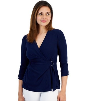 Jones New York Womens Classic Wrap Blouse