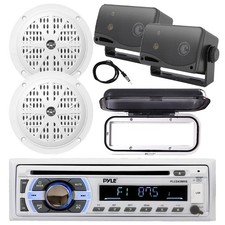 Pyle Marine CD Receiver, Cover, 2x 4'' 100W  2x 3.5'' 200W Speakers, Antenna