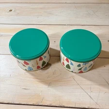 (2) Tabitha Brown for Target NWOT Set of 2 Food Tins Christmas Tree Print 