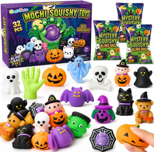 32Pcs Halloween Mochi Squishy Toys Halloween Squishies Party Favors for Kids, My