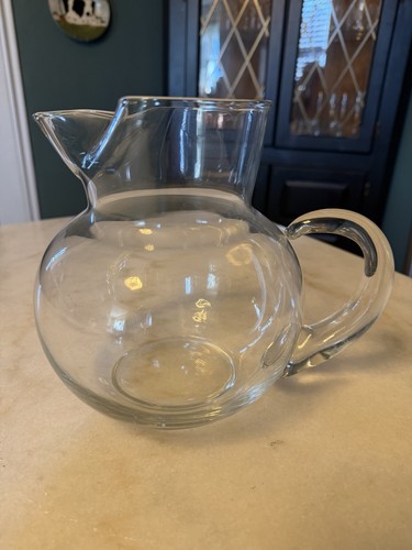 Vintage Clear Glass Water Pitcher 7.5"H