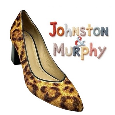 Johnston & Murphy Women s Heels Size 8.5 M Leopard Print Fur Pointed Toe Pumps