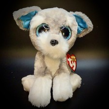 Ty Beanie Baby Boo WHISKERS the Schnauzer Dog Plush 6  All Tags New Glitter Blue