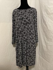 Michael Kors Women's XL Snakeskin Print Knee Length Dress Long Sleeve Gray Scale