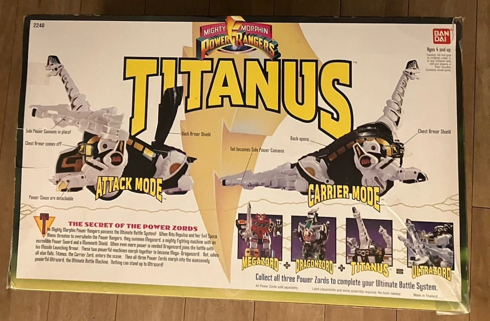 Power Rangers Titanus, The Carrier Zord, de colección 1993 Bandai # 2240 para edades de 4 años en adelante Foto 2 de 4