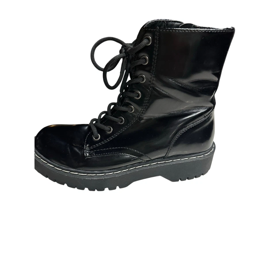 Botas para mujer Soda Combat Moto Harley Paton con cordones Goth Grunge negras 8M Foto 3 de 4