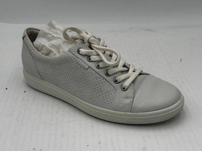 Ecco Soft 7 Sneakers Women's Size 9 White Leather Lace Up Flat Comfort Shoes