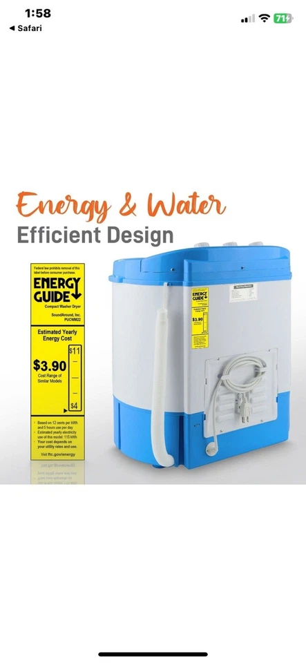 Pyle Compact & Portable Washer & Dryer, Mini Washing Machine and Spin Dryer - Image 3 of 3