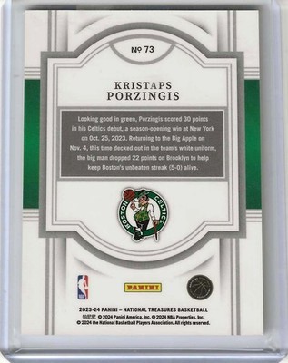 クリスタプス　ポージンギス　バスケットボールカード 2023-24 Panini National Treasures - Kristaps Porzingis #73 /99 for