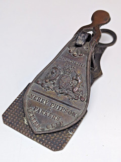 ANTIQUE 1843 MERRY PHIPSON PARKER BRASS LETTER PAPER CLIP ROYAL CREST VICTORIAN