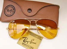 Vintage B L Ray Ban USA Aviator 58-14mm Ambermatic Yellow All-Weather Sunglasses
